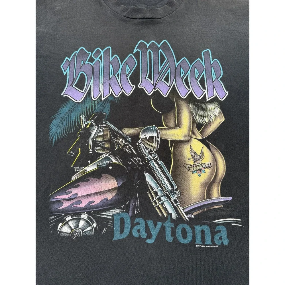 Vintage Bike Week Daytona Shirt Mens Large Black Motorcycle Biker 1996 Tee